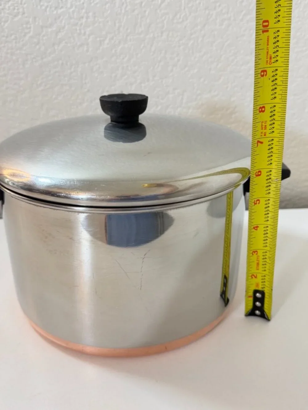 Vintage Revere Ware 6 QT -96f Stock Pot w/ Lid Copper Clad 1801 Clinton ILL USA